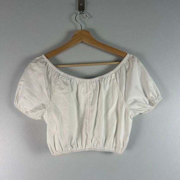 Reformation White Organic Cotton Crop Top - Size 4 / Small - Picture 2 of 4